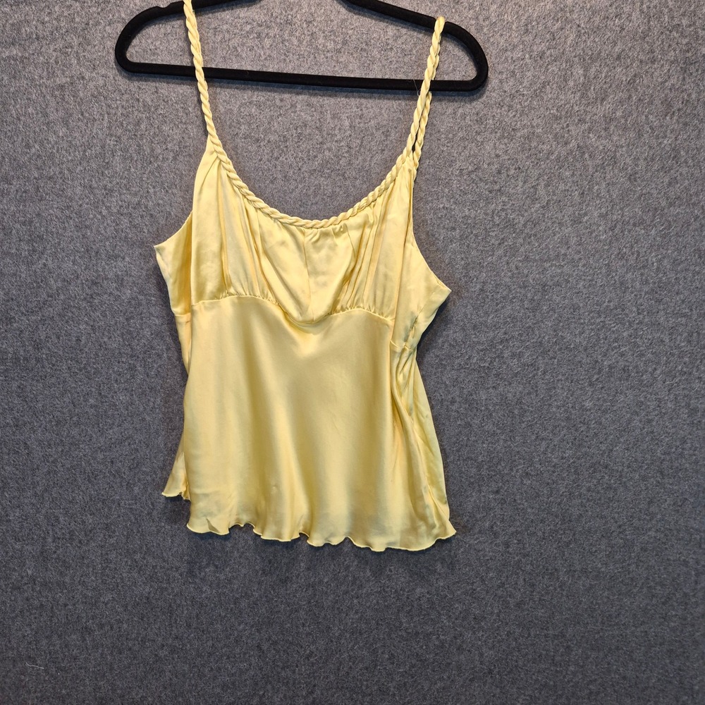 Y2K Vintage New York City Design Co. Yellow Silk Babydoll Top Lrg Twisted Strap